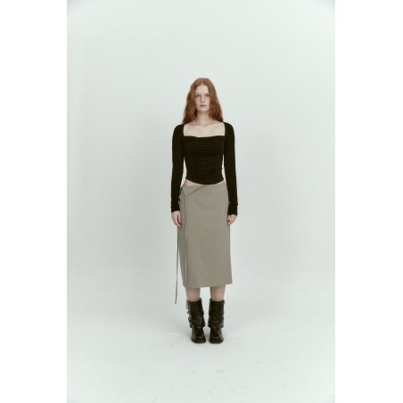 UNBALANCE FLIP SKIRT_KHAKI GREY acheter