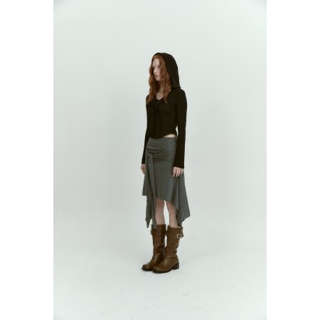 SHIRRING WRAP SKIRT_CHARCOAL Le MVP de beaucoup