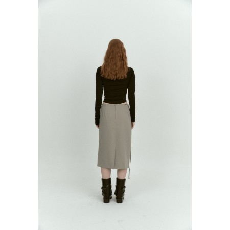 UNBALANCE FLIP SKIRT_KHAKI GREY acheter