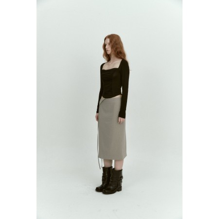 UNBALANCE FLIP SKIRT_KHAKI GREY acheter