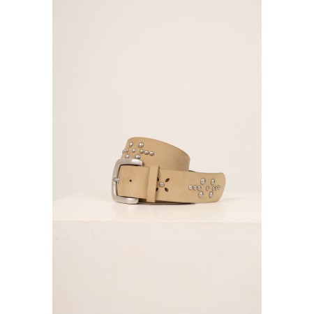 LEATHER STUD BELT_BEIGE 50% de réduction en Octobre 2024