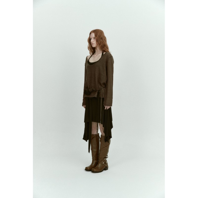 2-WAY ALPACA KNIT_BROWN destockage