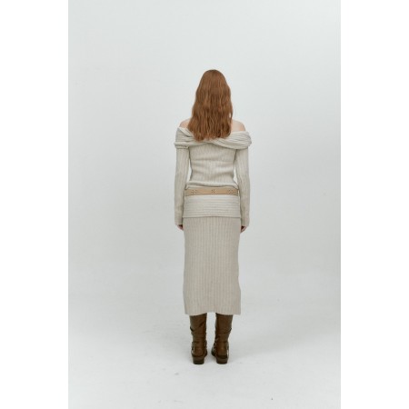 REVERSE OFF SHOULDER KNIT_BEIGE la chaussure