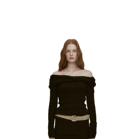 REVERSE OFF SHOULDER KNIT_BLACK votre