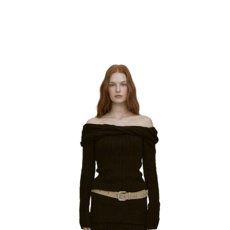 REVERSE OFF SHOULDER KNIT_BLACK votre