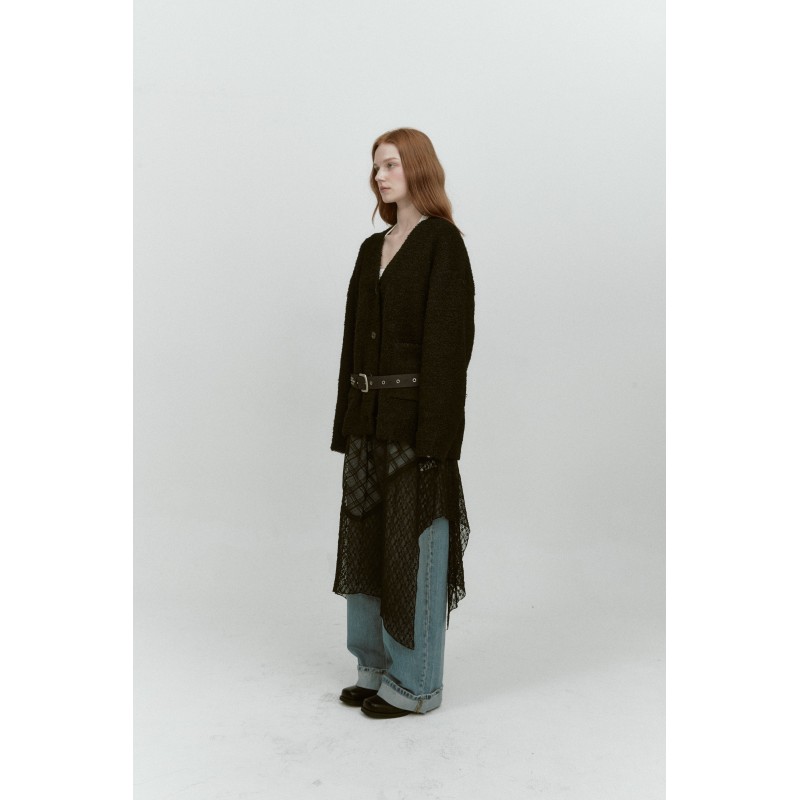 WHIRLY FUR KNIT CARDIGAN_BLACK 2 - 3 jours ouvrés.