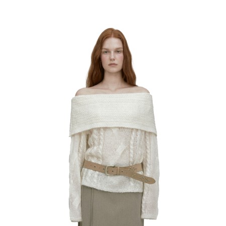 ALPACA TWIST OFF SHOULDER KNIT_IVORY chez Cornerstreet bien 