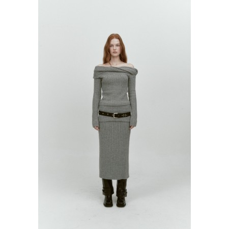 REVERSE FOLD KNIT SKIRT_GREY Le MVP de beaucoup