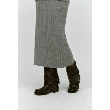 REVERSE FOLD KNIT SKIRT_GREY Le MVP de beaucoup