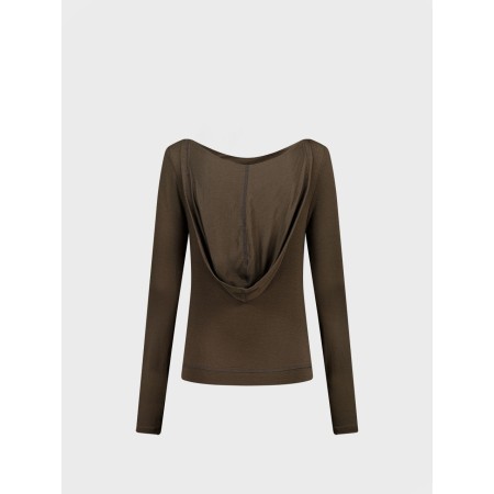 Drape hood Top_Brown Venez découvrir notre 