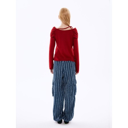 Wool Off-shoulder Top_Red Paris Déstockage Promo