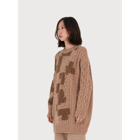 GLITCHED WOOL CABLE KNIT PULLOVER_BEIGE 50% de réduction en Octobre 2024