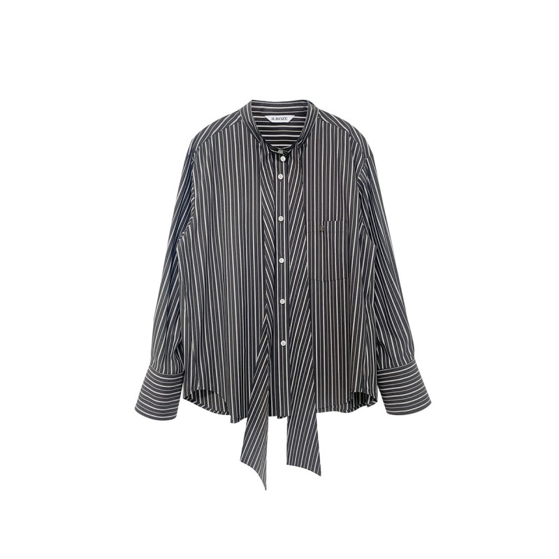 STRIPED SCARF SHIRT_GREY pas cher 