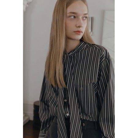 STRIPED SCARF SHIRT_GREY pas cher 