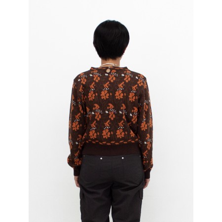 FLOWER PATTERNED JACQUARD KNIT_ BROWN de l' environnement