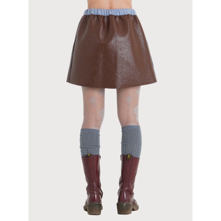 WOOL BONDING PATENT LEATHER MINI SKIRT_WINE commande en ligne