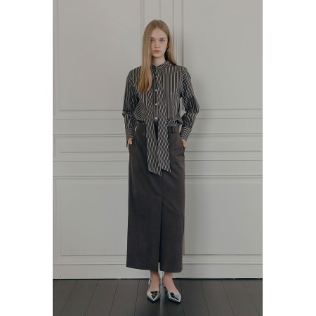 STRIPED SCARF SHIRT_GREY pas cher 