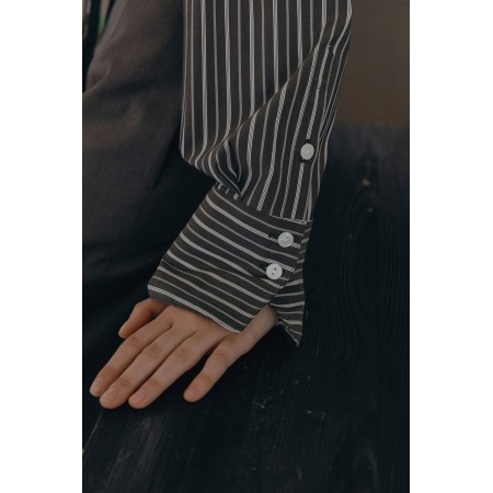 STRIPED SCARF SHIRT_GREY pas cher 