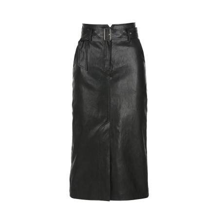 FAUX LEATHER HIGH WAIST SKIRT_BLACK plus qu'un jeu 