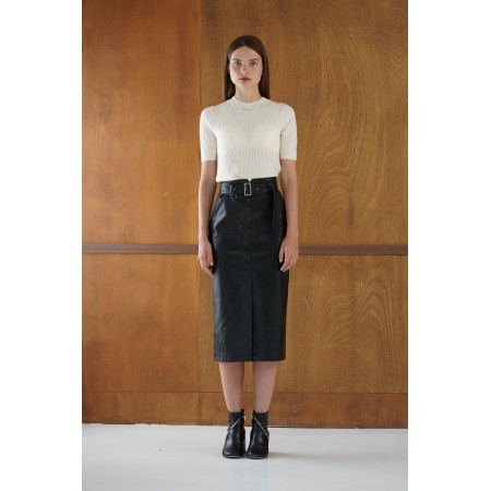 FAUX LEATHER HIGH WAIST SKIRT_BLACK plus qu'un jeu 