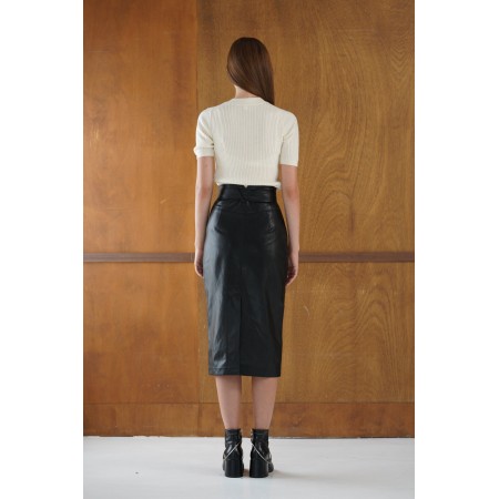 FAUX LEATHER HIGH WAIST SKIRT_BLACK plus qu'un jeu 