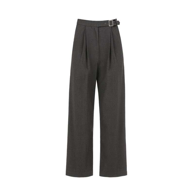 DOUBLE TUCK WIDE BELT SLACKS_CHARCOAL Venez découvrir notre 