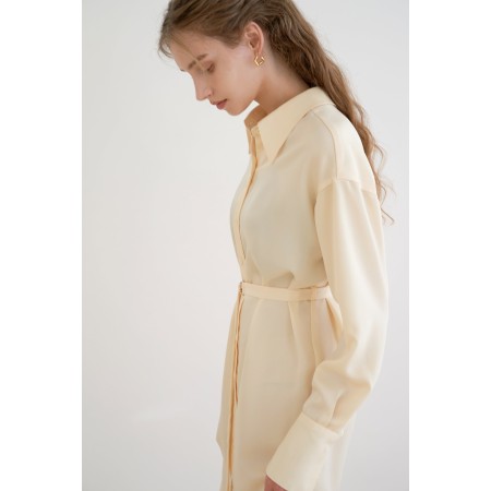 TWO-BUTTON SILKY LONG SHIRT DRESS_YELLOW acheter en ligne