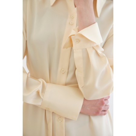 TWO-BUTTON SILKY LONG SHIRT DRESS_YELLOW acheter en ligne