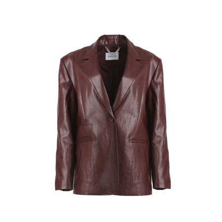 CLASSIC ONE BUTTON OVERSIZE FAUX LEATHER JACKET_RED BROWN l'évolution des habitudes 