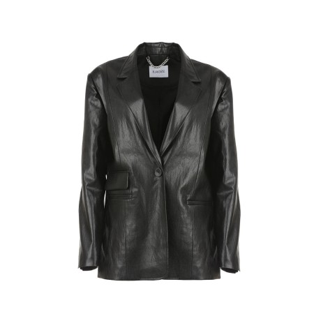 CLASSIC ONE BUTTON OVERSIZE FAUX LEATHER JACKET_BLACK s'inspire de l'anatomie humaine