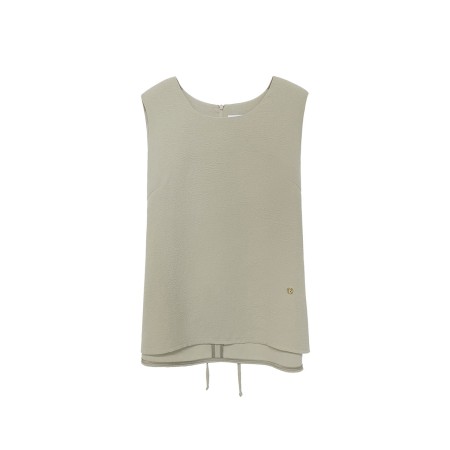 PLEATS SLEEVELESS TOP_KHAKI en stock