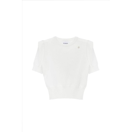 SHOULDER POINT SHORT SLEEVE KNIT_WHITE Pour