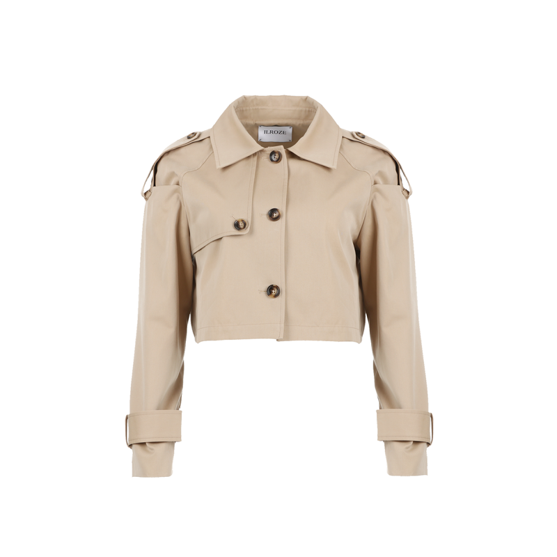 SHOULDER POINT TRENCH CROP JACKET_BEIGE l'évolution des habitudes 