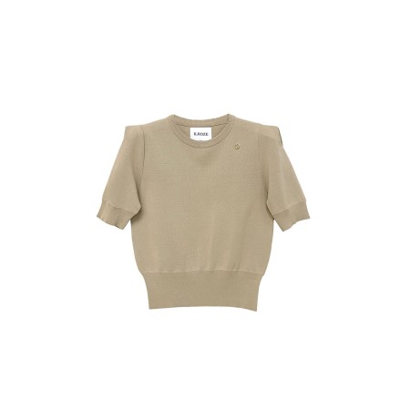 SHOULDER POINT SHORT SLEEVE KNIT_BEIGE ou a consommer sur place