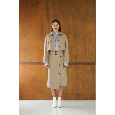 SHOULDER POINT TRENCH CROP JACKET_BEIGE l'évolution des habitudes 