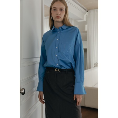 R-LOGO OVERSIZED SHIRT_BLUE français