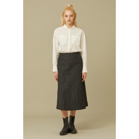 JACQUARD A-LINE SKIRT_BLACK meilleur choix