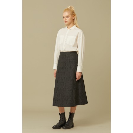 JACQUARD A-LINE SKIRT_BLACK meilleur choix