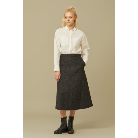 JACQUARD A-LINE SKIRT_BLACK meilleur choix