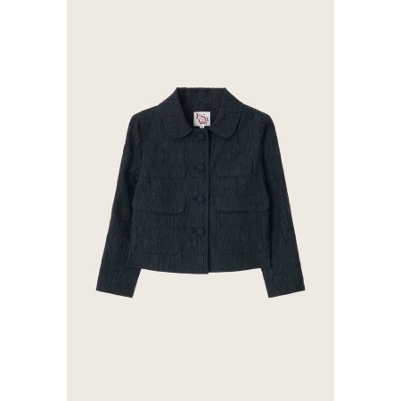 JACQUARD POCKET JACKET_BLACK brillant des détails fins