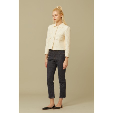 JACQUARD POCKET JACKET_IVORY Paris Déstockage Promo