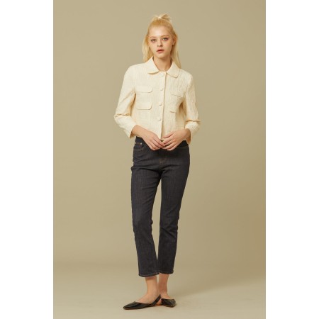 JACQUARD POCKET JACKET_IVORY Paris Déstockage Promo