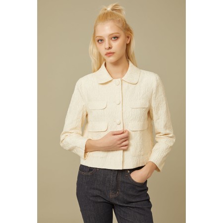 JACQUARD POCKET JACKET_IVORY Paris Déstockage Promo