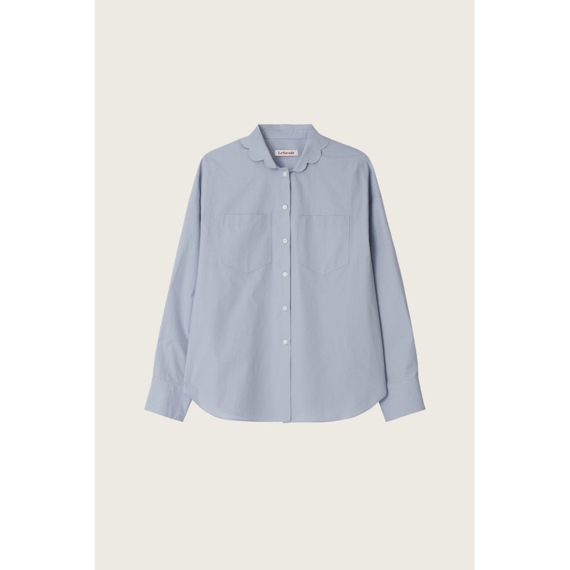 SCALLOP COLLAR SHIRT_GREY prix