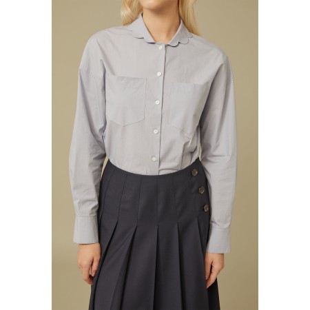 SCALLOP COLLAR SHIRT_GREY prix