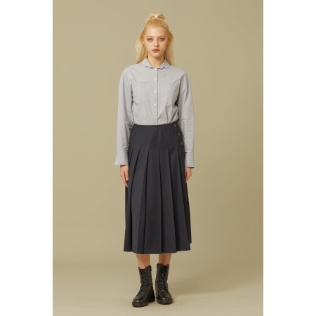 SCALLOP COLLAR SHIRT_GREY prix