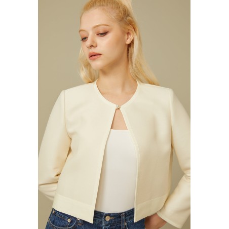 WOOL SILK CROP JACKET_IVORY s'inspire de l'anatomie humaine