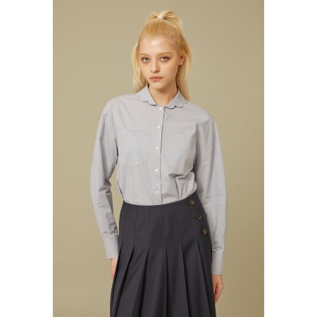 SCALLOP COLLAR SHIRT_GREY prix