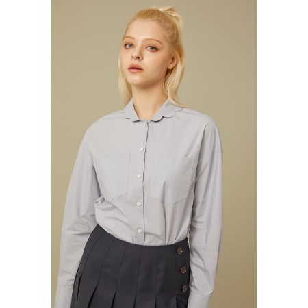 SCALLOP COLLAR SHIRT_GREY prix