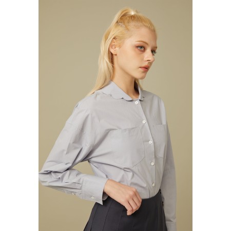 SCALLOP COLLAR SHIRT_GREY prix